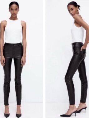Zara Black Faux Leather Skinny Pants